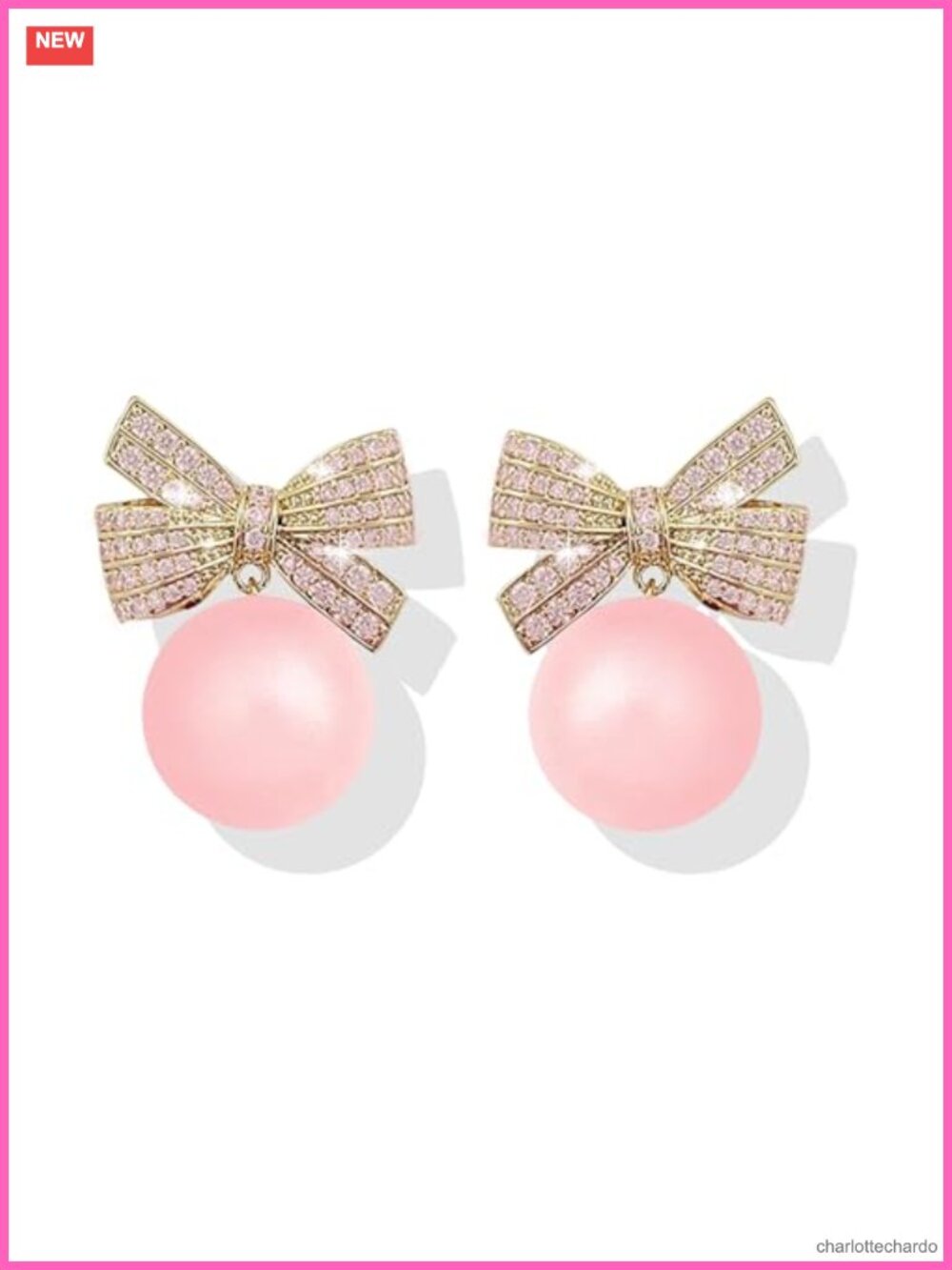 Pearl Bow Drop Earrings Gold Dangling French Wire Women Jewelry